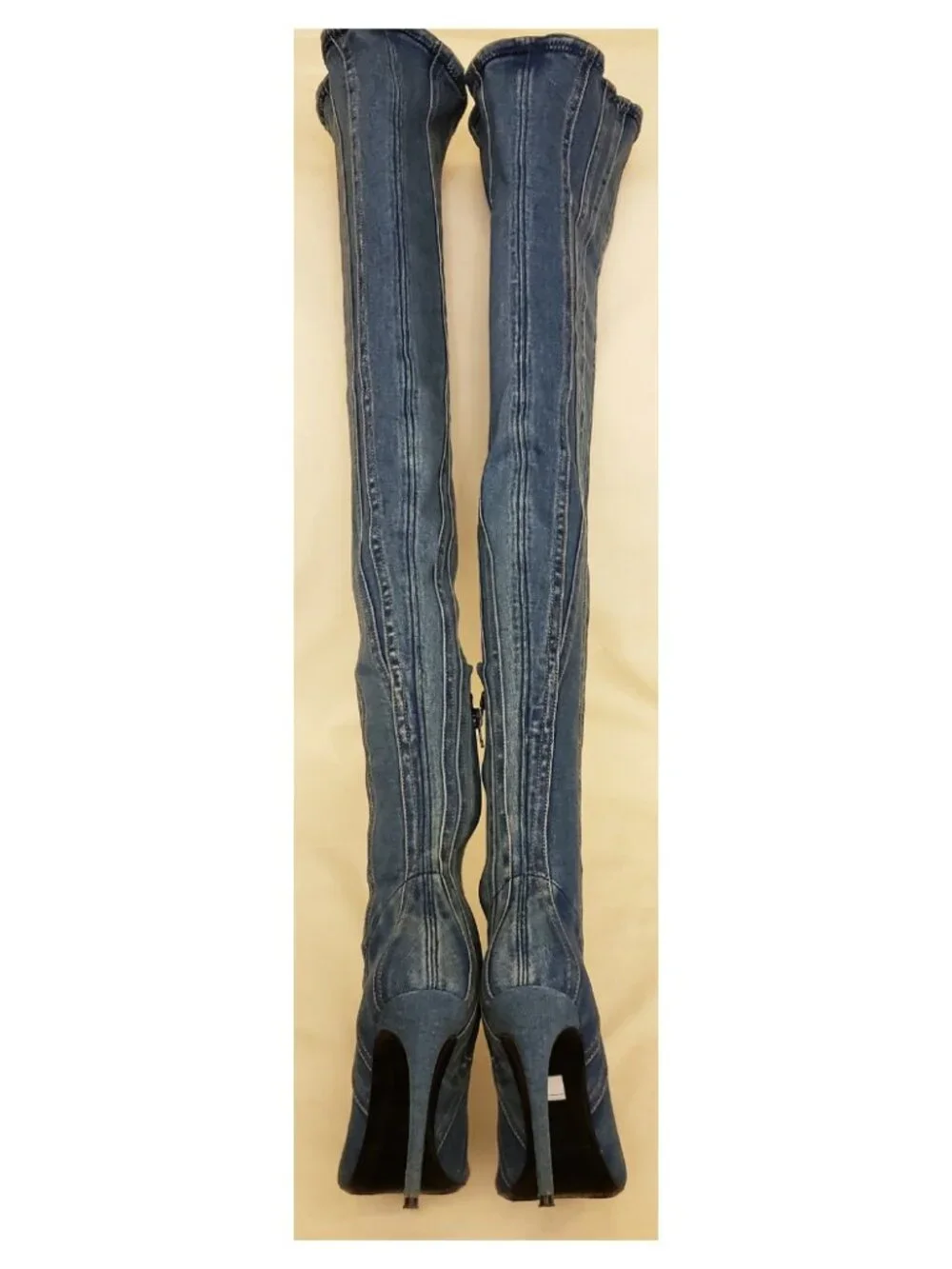 Diesel D-Yucca Over-the-Knee Stretch Denim Boots Size EU 37/US 6-6.5 Blue